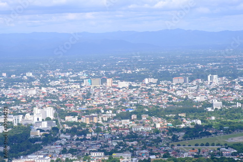 Beautiful top view cityscape of the chiangmai Northern Thailand 