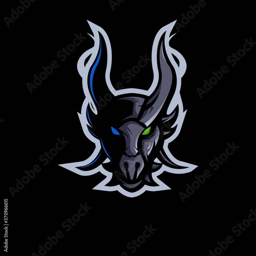 angry head mascot of dragon, concept style for sport logo, esport, badge, emblem and t shirt printing