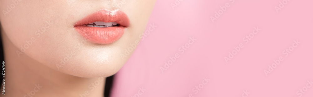 The close up shot of woman lips The close up shot of woman lips