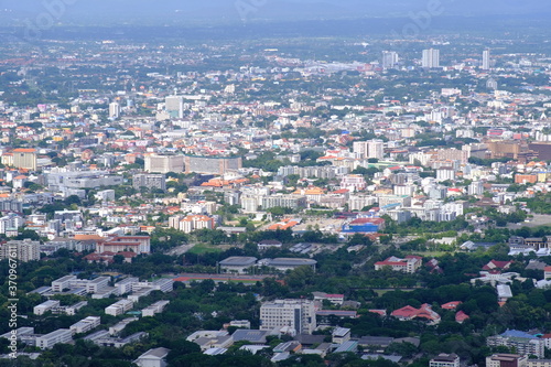 Fototapeta Naklejka Na Ścianę i Meble -  aerial view of the city of chiang mai northern thailand