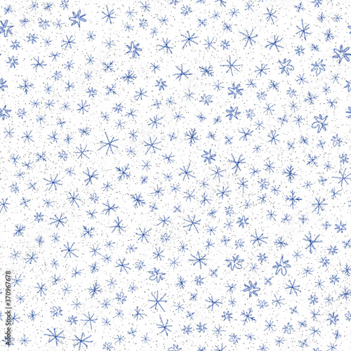 Wallpaper Mural Hand Drawn blue Snowflakes Christmas Seamless Patt Torontodigital.ca