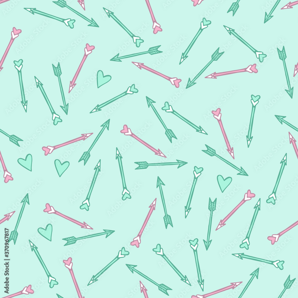 Ethnic love doodle pattern with arrows and hearts, vector illustration Ethnic love doodle pattern with arrows and hearts, vector illustration
