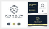 nature lion head lotus logo design with Business Card template