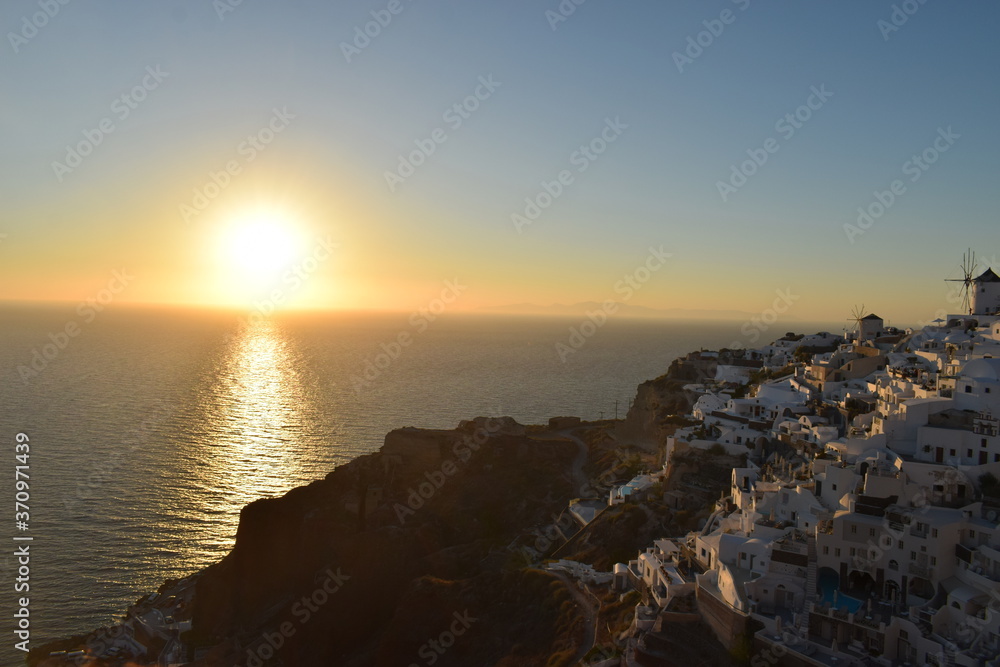 Fototapeta premium Sonnenuntergang auf Santorini