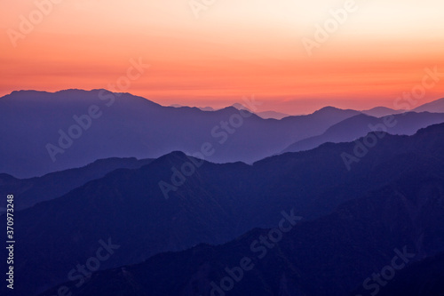 Sunrise view of the Central Mountain Range in Taiwan