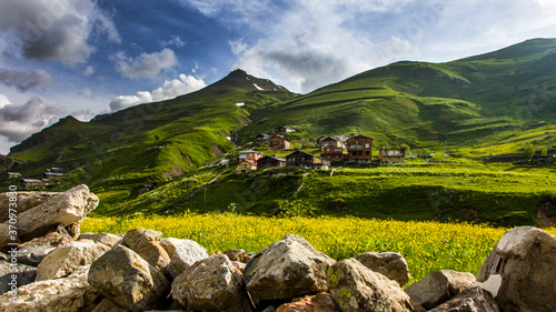 Anadolu villagers with rivers and mountains. ikizdere, Rize Turkey photo