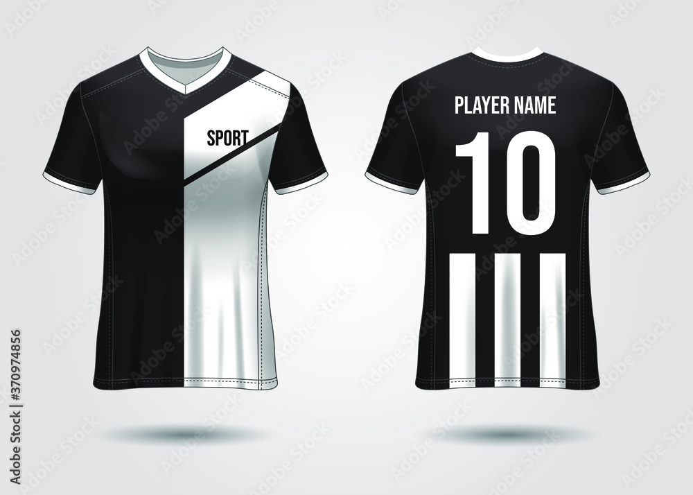 Naklejka premium T-Shirt Sport Design. Soccer jersey mockup for football club. uniform front and back view. Template Design