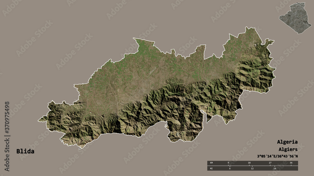 Blida, province of Algeria, zoomed. Satellite