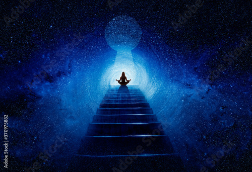 Photography Woman in yoga pose at top of stair