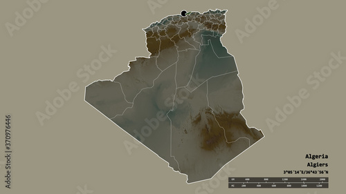 Location of Boumerdès, province of Algeria,. Relief photo