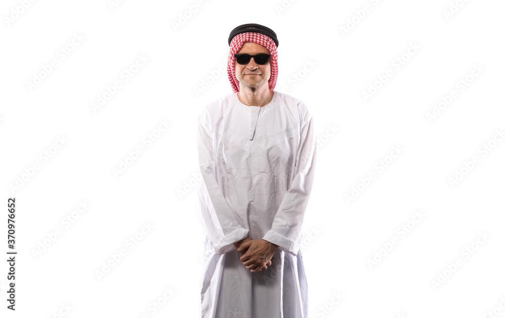 studio portrait of arab man on white background studio portrait of arab man on white background