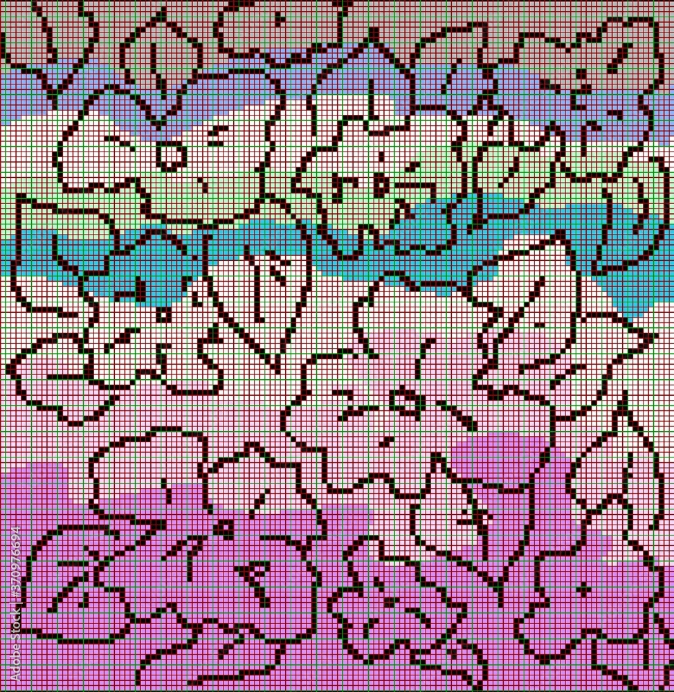 Fototapeta premium pixel patterns,outlines of simple colors on a multi-colored background