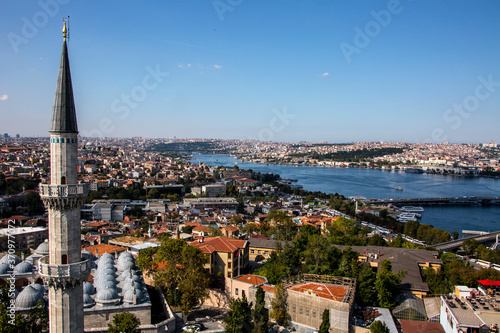 Panorama of Eminonu region and Suleymaniye Mosque on a cloudy summer day Istanbul - Turkey