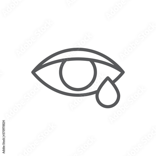 Allergic reaction cry vector icon symbol eye isolated on white background