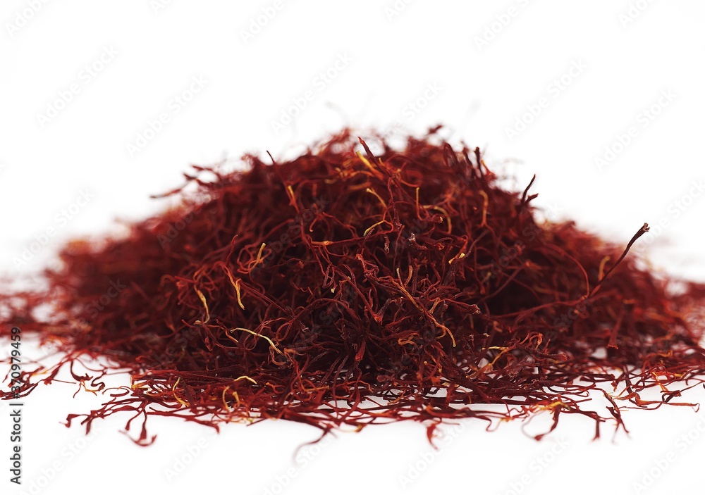 Naklejka premium Saffron Extracted from Saffron Crocus Flower Stigmas, crocus sativus