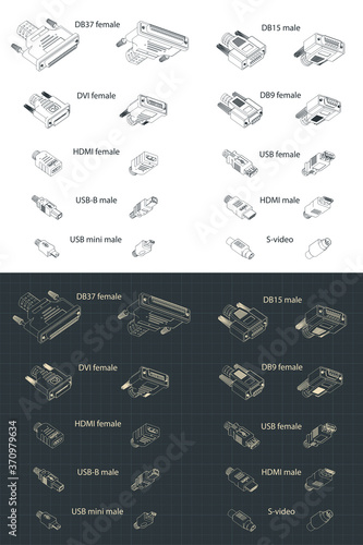 Interface Plug and sockets isometric drawing