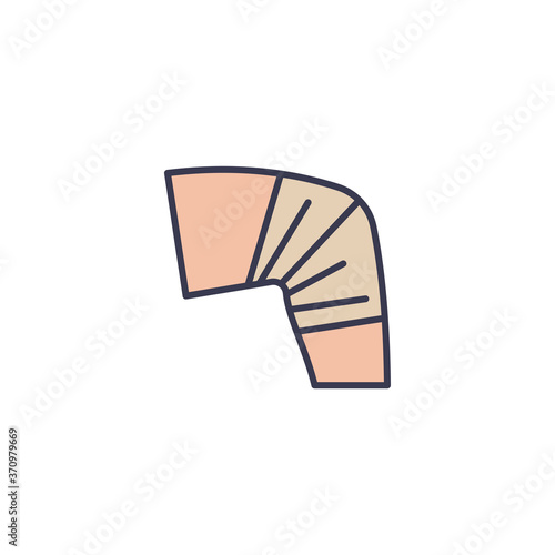 Bandaged knee vector icon symbol isolated on white background