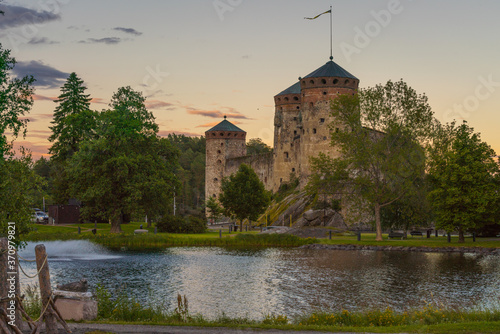 Old castle on the lake in Finland