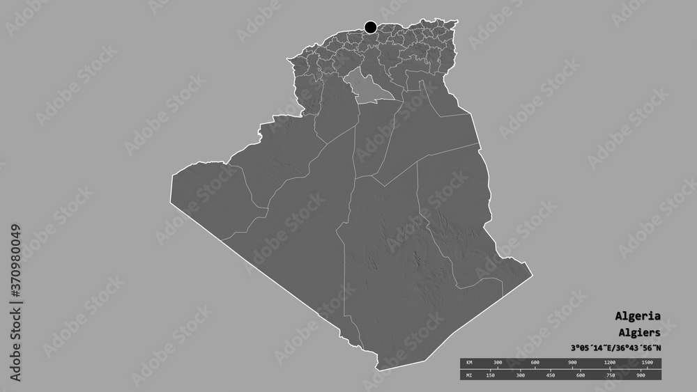 Location of Laghouat, province of Algeria,. Bilevel