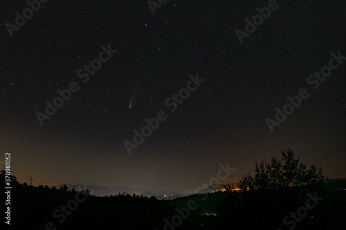 night sky with stars and neowise comet with a landscape © Vincenzo H. Langone