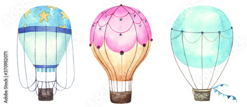 colorful balloons isolated on white background watercolor illustration on white background