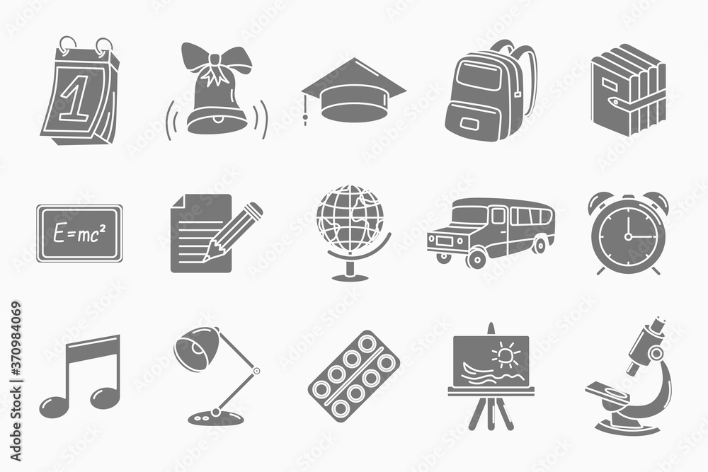 School Icons set - Vector silhouettes of education accessories for the site or interface School Icons set - Vector silhouettes of education accessories for the site or interface