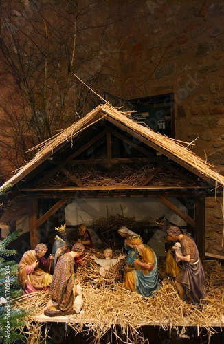 Crib at Christmas Market, Alsace in France