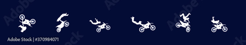 set of jumping motocross with various models vector illustration isolated on black background photo