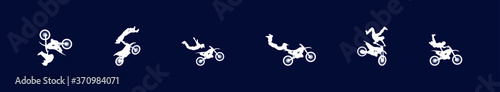 set of jumping motocross with various models vector illustration isolated on black background