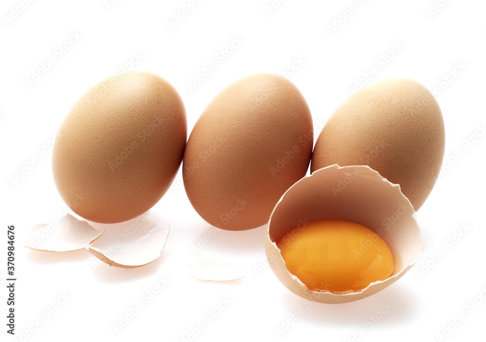 Chicken Eggs against White Background Chicken Eggs against White Background