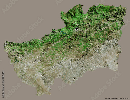 Souk Ahras, province of Algeria, on solid. Satellite photo