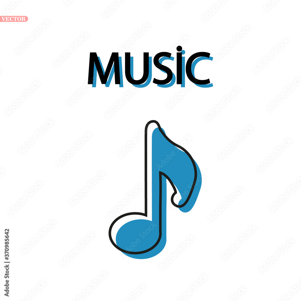 Music note Icon Vector. Simple flat symbol. Perfect Black pictogram illustration on white background. Music note Icon Vector. Simple flat symbol. Perfect Black pictogram illustration on white background.