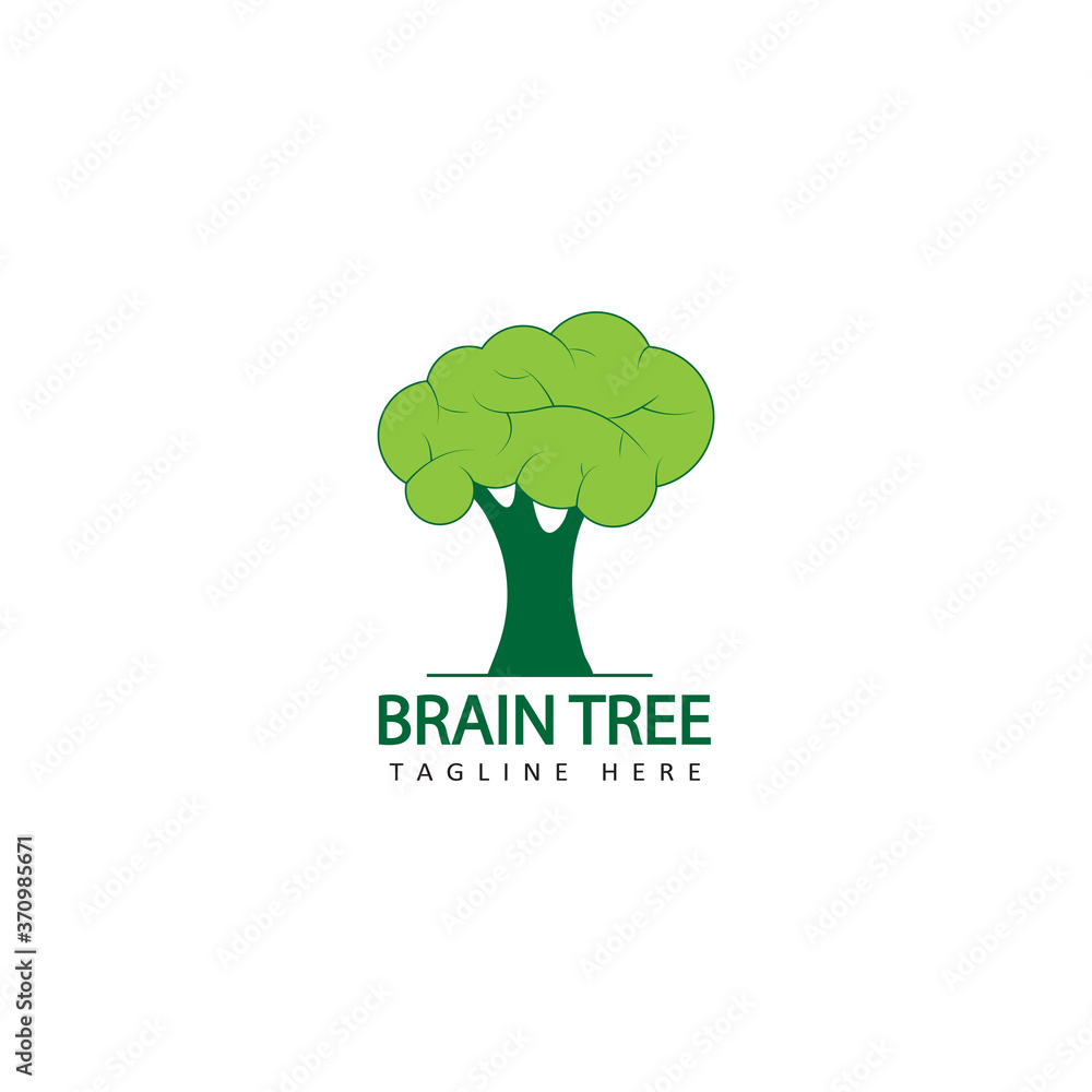 Obraz premium brain tree logo template design
