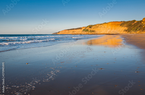 Jan Juc beach, near Torquay, Surf Coast Shire, Great Ocean Road, Victoria, Australia, at sunrise