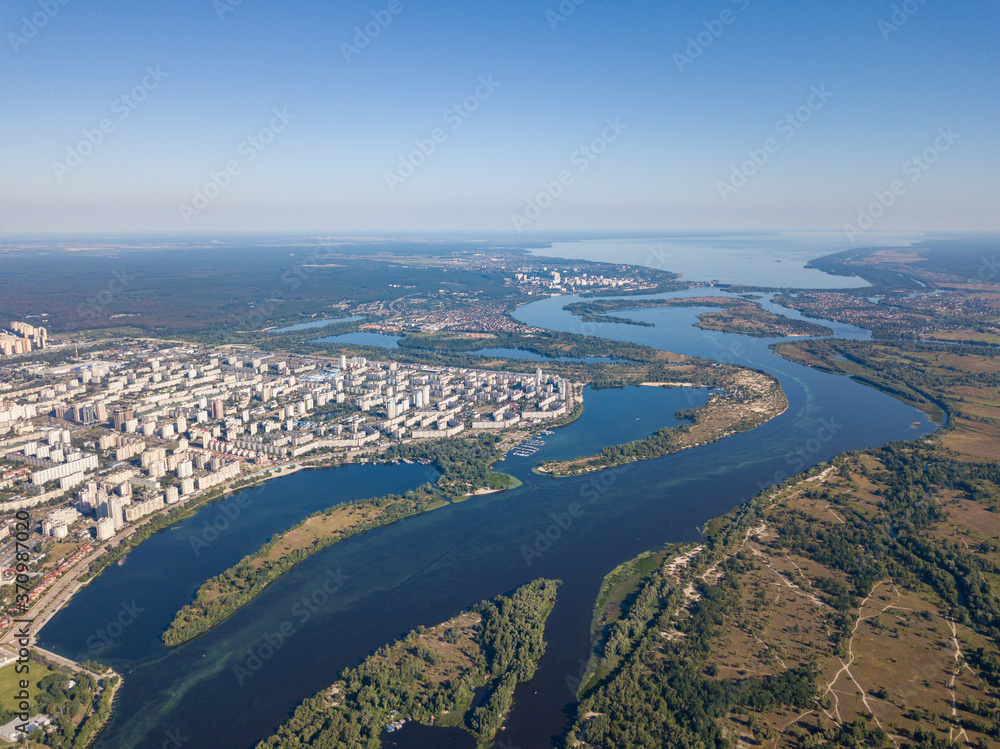 View of the Dnieper and Kiev from above.