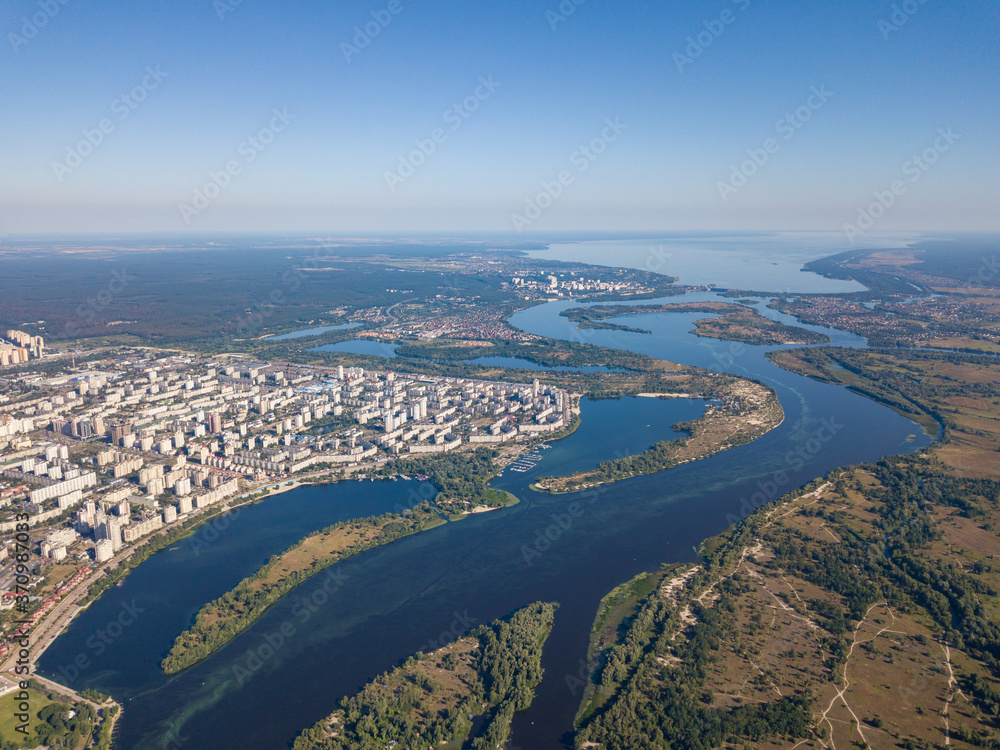 View of the Dnieper and Kiev from above.