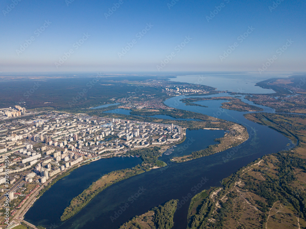 View of the Dnieper and Kiev from above.