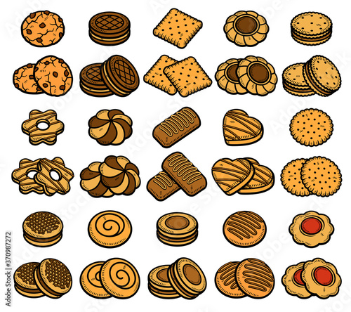 Cookies set. Collection icon cookies. Vector