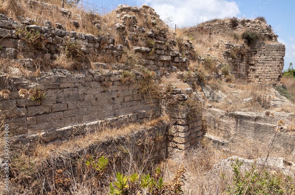 Remains  of the old ruins of the Kafarlet fortress. It was the property of the Lords of Caesarea, then became property of Hospitallers. Captured by Baybars in 1291. Near Atlit city in northern Israel