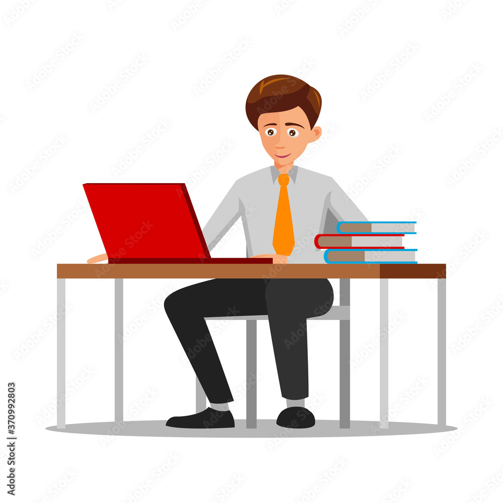 flat design of cartoon character of office man working flat design of cartoon character of office man working