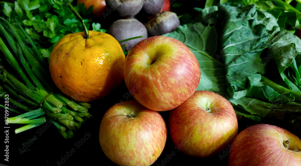 A small variety of fruits and vegetables that have just arrived from the organic fair. A small variety of fruits and vegetables that have just arrived from the organic fair.