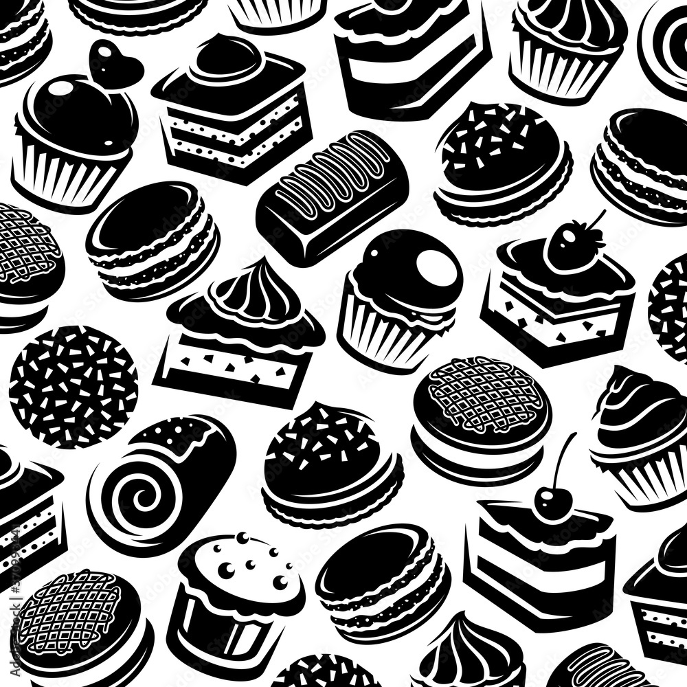 Cake with sweet seamless pattern vector free download