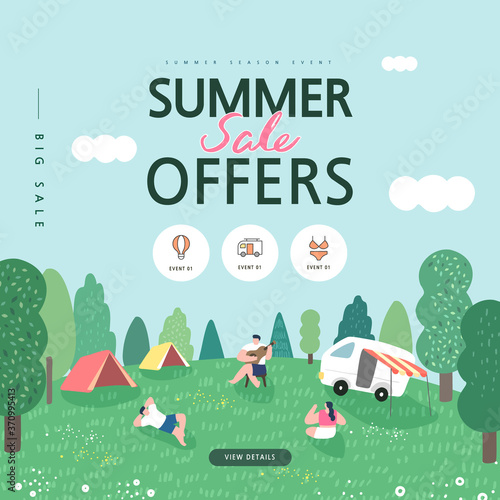 summer shopping event illustration. Banner