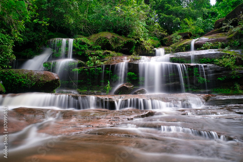 Beautiful waterfalls in forest Thailand Tat Wimanthip Waterfall Level 3 Translation Bueng Kan province Thailand