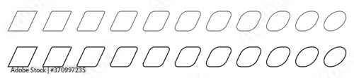 DÉGRADÉ DE FORMES D'UN PARALLÉLOGRAMME EN OVALE. Contour fin modifiable