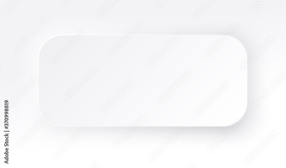 Neumorphic rectangle. Blank banner. Copy space.. White geometric shape in a trendy soft 3D style with shadow. Neumorphic rectangle. Blank banner. Copy space.. White geometric shape in a trendy soft 3D style with shadow.
