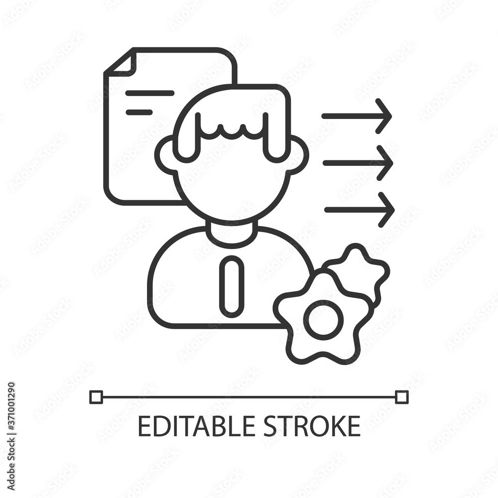 Brevity and clarity linear icon. Professional competence, soft skills development thin line customizable illustration. Contour symbol. Personal growth. Vector isolated outline drawing. Editable stroke