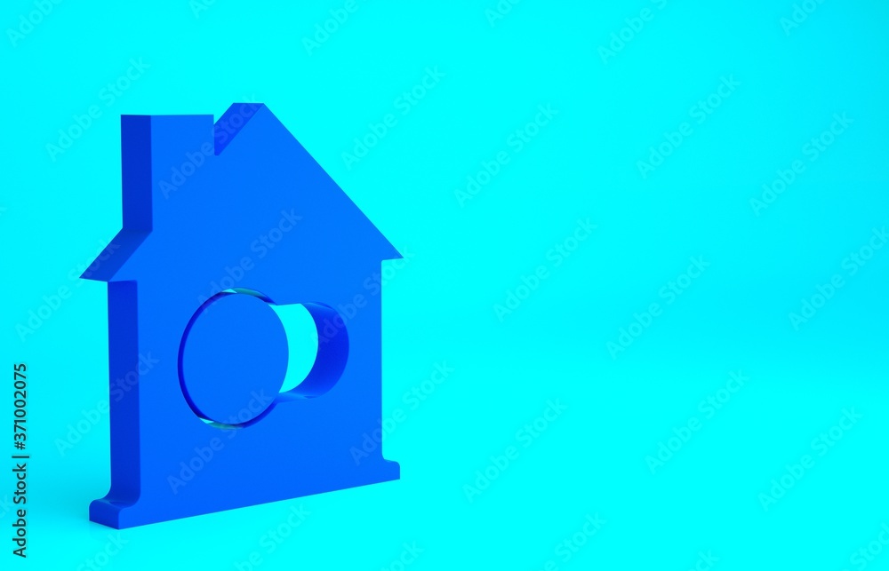 Blue Smart home icon isolated on blue background. Remote control. Minimalism concept. 3d illustration 3D render. Blue Smart home icon isolated on blue background. Remote control. Minimalism concept. 3d illustration 3D render.