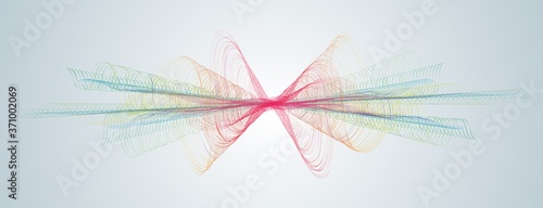 Soundwave smooth curved lines Abstract design element Technological dark background with a waveform line Stylization of a digital equalizer Smooth flowing wave lines soundwave rainbow Vector graphic