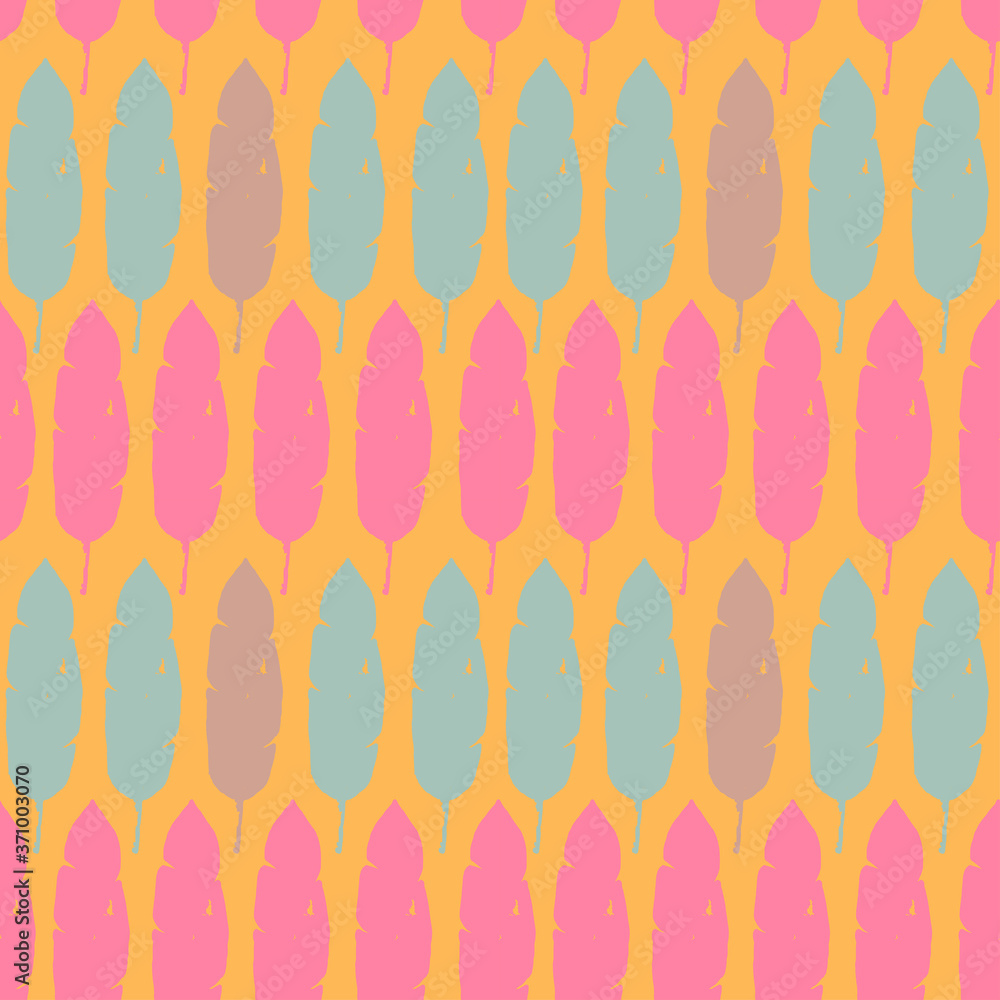 Modern Tropical Vector Seamless Pattern. Fine Summer Fabrics. Drawn Floral Background. Feather Monstera 